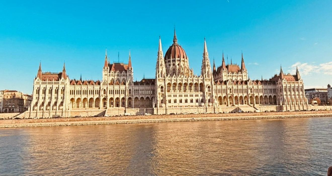 Budapest Parliament Building from river Danube Riviera Travel
