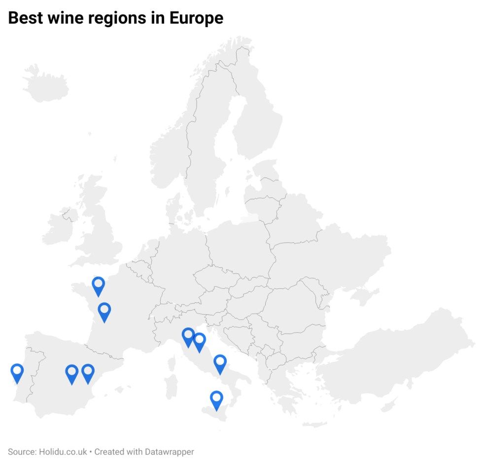 Are you a wine lover? Check out the best wine regions in Europe and plan your next holiday Map