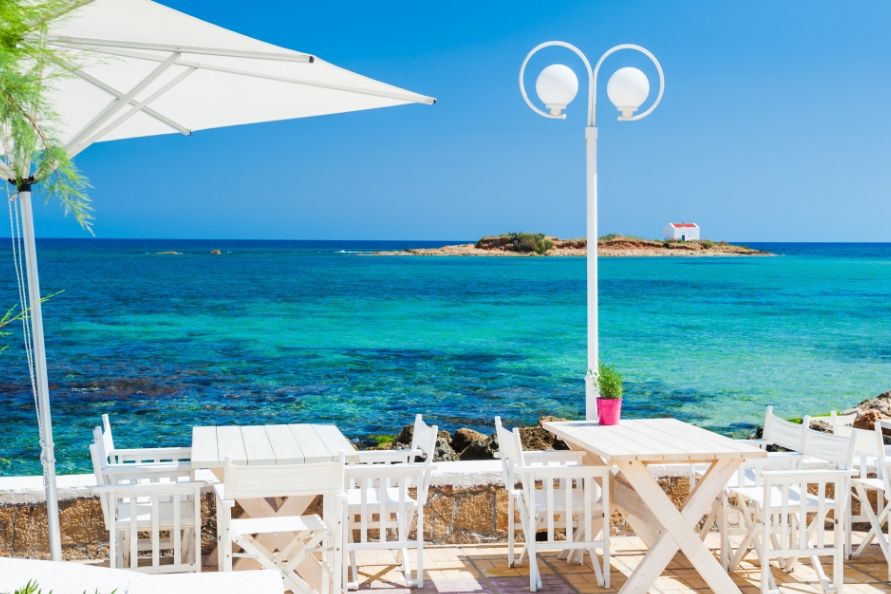 Crete cafe overlooking sea travel