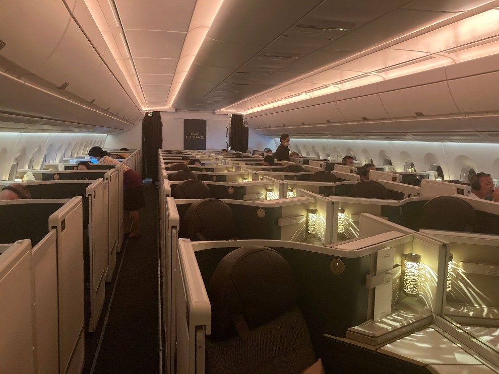 Etihad A350 Sustainability50 Business Travel Review business cabin