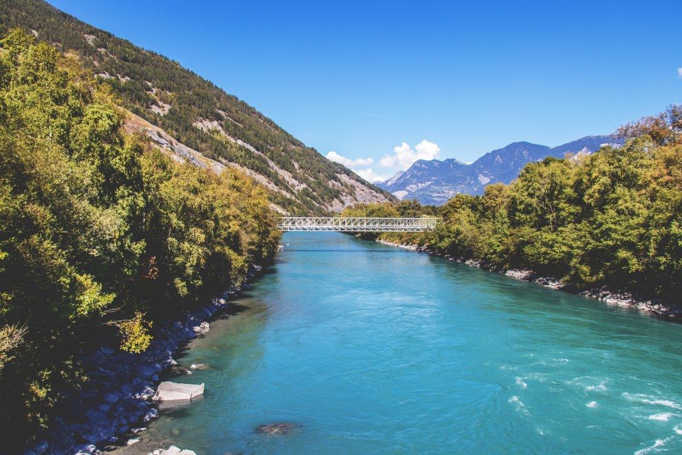 Chur Switzerland railway bridge over river travel