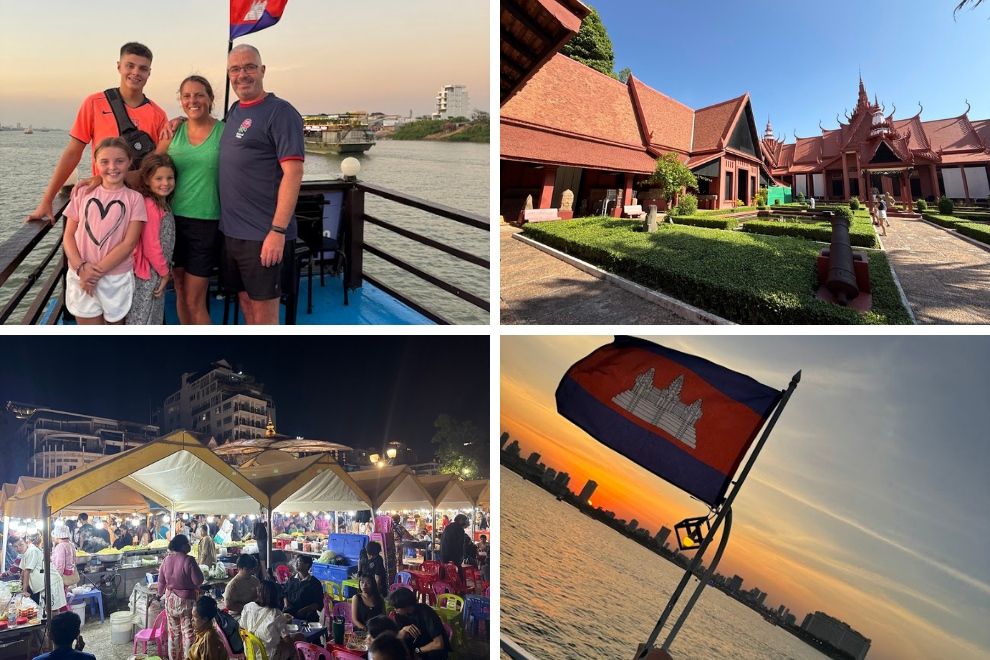 Intrepid Family Adventure Tour Cambodia Travel Phnom Penh Wat Phnom Sunset Cruise Mekong Museum