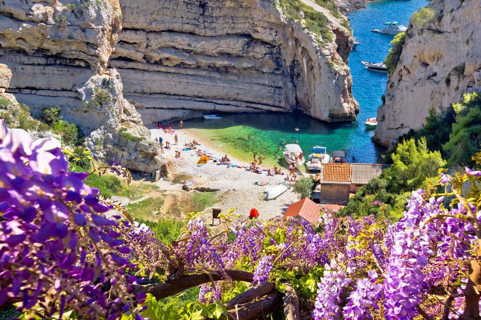 Stiniva Beach on Island Vis Croatia hidden gem beaches travel