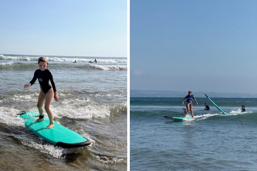 Surfing with Kids in Bali family travel worldschooling family Seminyak Beach