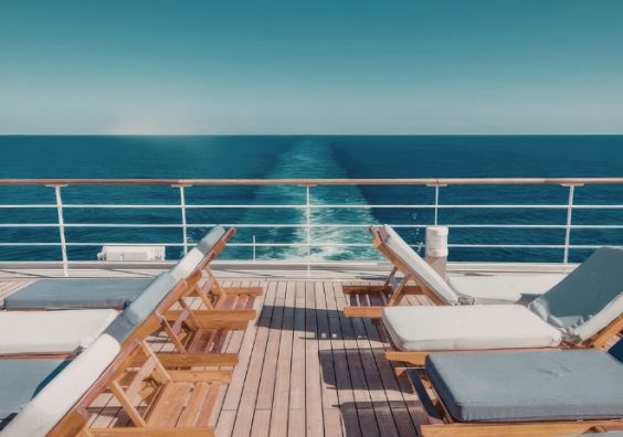 Cruise ship deck sunloungers Mediterranean cruise travel