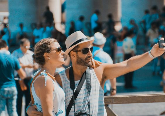 couple taking a selfie on vacation