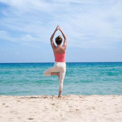 Travel Friendly work outs and exercise yoga beach